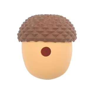 Pet Dog Edible Silicone Acorn Shape Feeding Toy Ball - Brown With Yellow - View 1