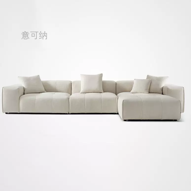 意可纳糯米沙发意大利极简豆腐块布艺转角组合沙发灰色现代Z