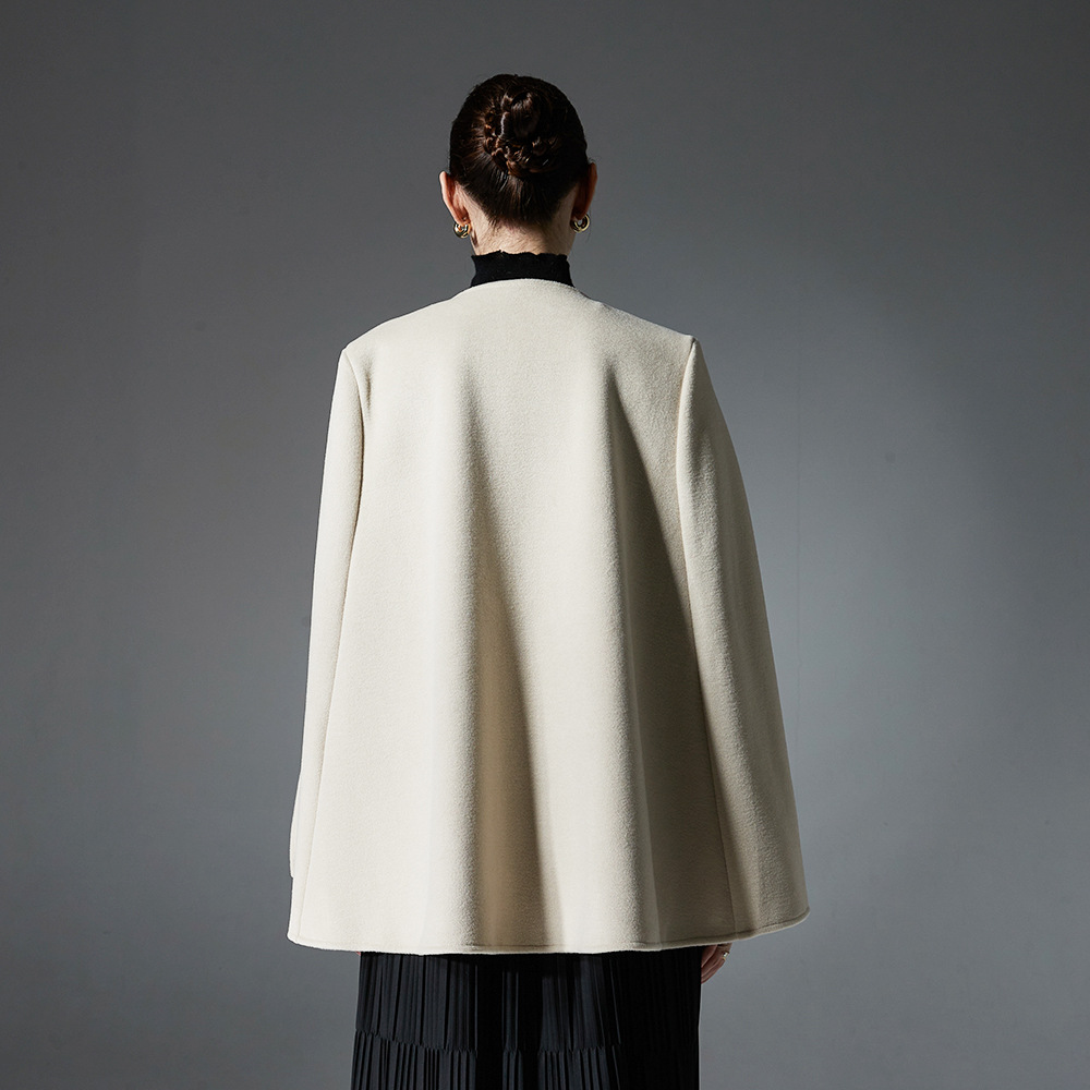 Double-faced Woolen Goods Classic Style Solid Color Sleevelessd Tippet Shoulder