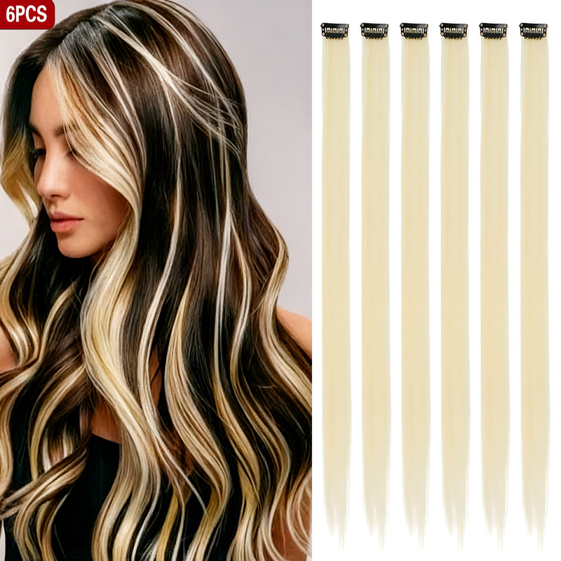 Cross-Border Wholesale Colored Hair Extensions, Clip-In Ear-Hanging Dyed Hair Pieces, One-Piece Straight Hair Extensions, Available in Multiple Colors