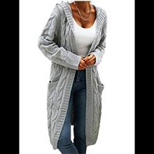 41180 Solid Color Hooded Knit Cardigan ��ɫ��ñ��֯��