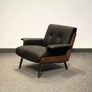 Italian Single Sofa Chair Light Luxury Modern Simple Style Living Room Backrest Solid Wood Armrest Leisure Chair Sofa Chair