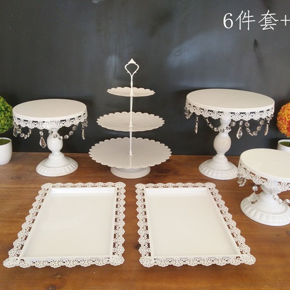Estante de pastel europeo de hierro forjado conjunto de decoración de boda postres tienda de bocadillos estante de baile prop bandeja de pastel image 13