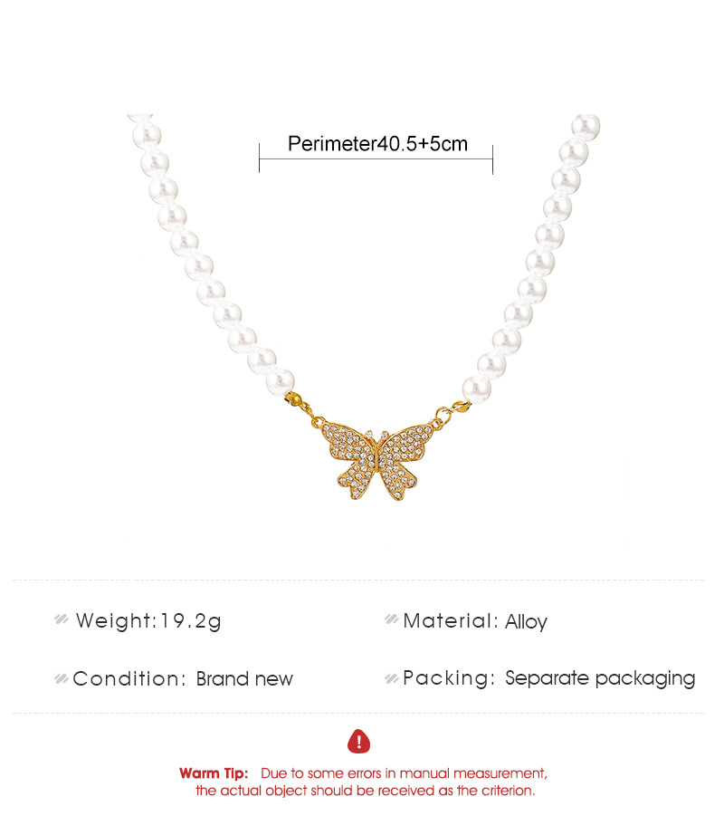 Pearl Butterfly Necklace With Diamond Studs - Minimalist Chic_voghion.com