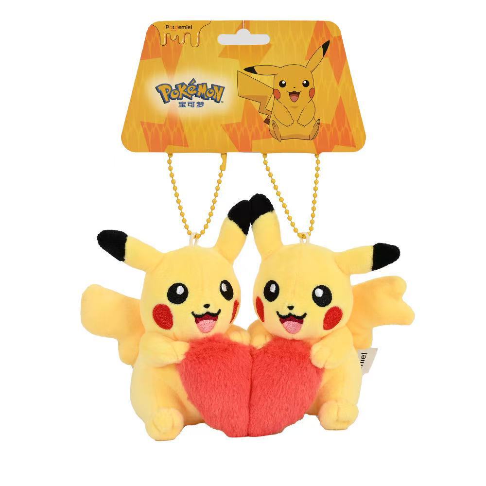 Colgante auténtico de pokemon, colgante de muñeco de Pikachu, juguete de peluche Eevee, mochila de pokemon, muñeco