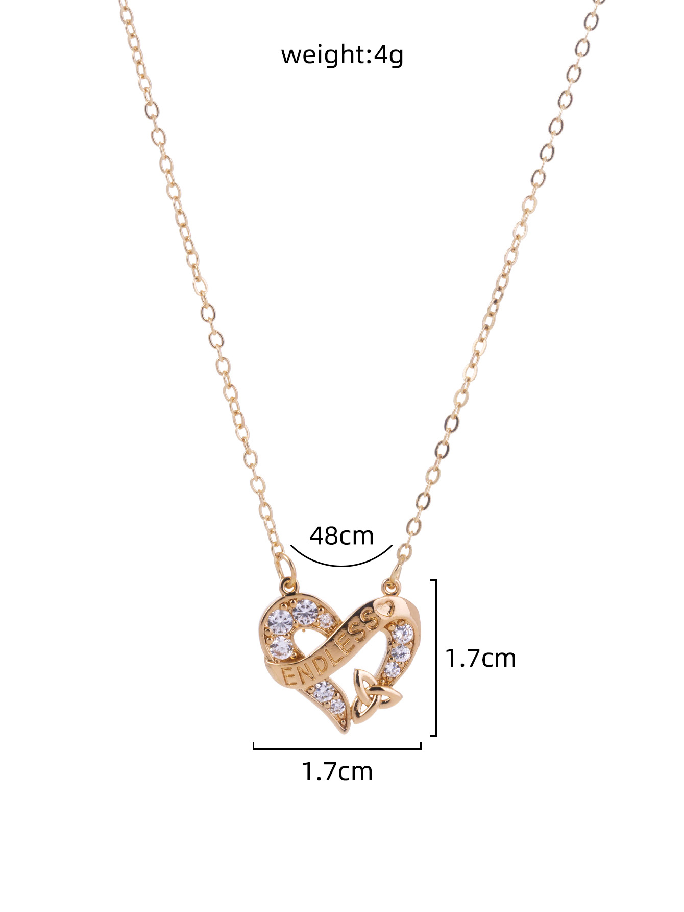 Fashion Clavicle Chain Endless Heart-shaped Zircon Pendant Copper Necklace display picture 2