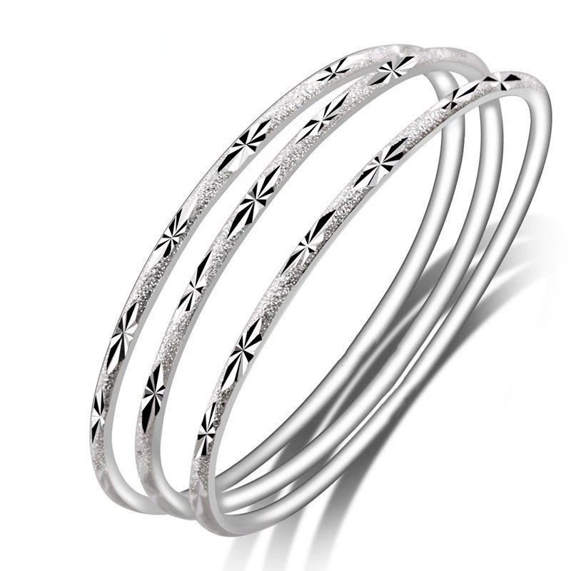 Copper bracelet with silver plating, thin engraved bangle, sizes 56–64 mm, lightweight 0.02 kg