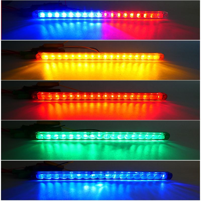 Car Flashing Led Strip Lights Red and Blue Flashing Lights 12V 24V Universal Truck Tail Light Modification Grille Ambient Lights