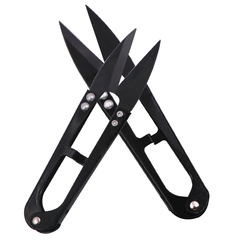 Black small scissors spring yarn scissors stainless steel household scissors tailor scissors u-shaped cross stitch thread trimmer