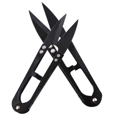 Black small scissors spring yarn scissors stainless steel household scissors tailor scissors u-shaped cross stitch thread trimmer