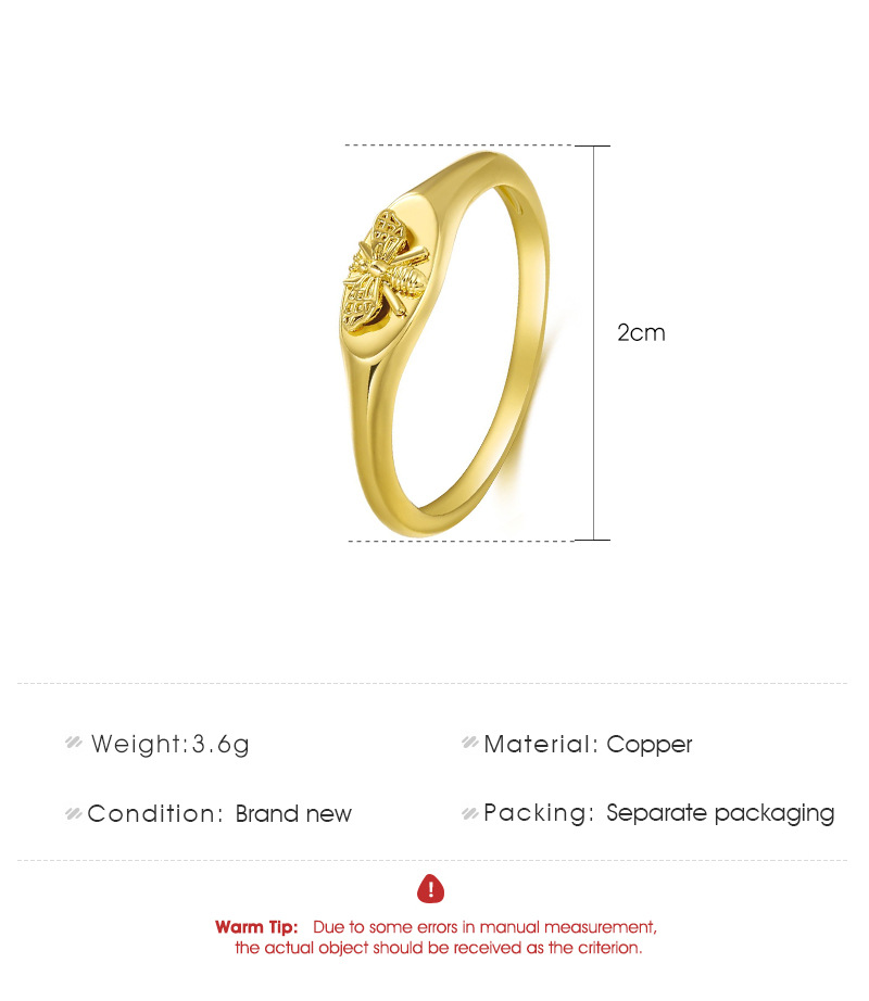 Fashion Golden Bee Signet Ring Wholesale display picture 1