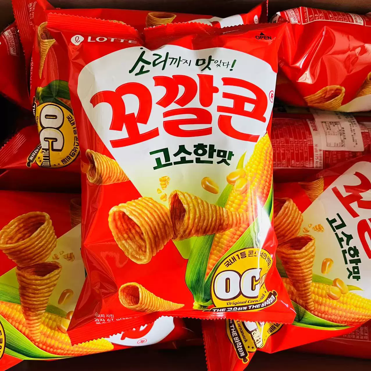 Закуски, импортированные из Южной Кореи Lotte Miao Criscy Jacks 67g Кукуруза Хрустящие рога