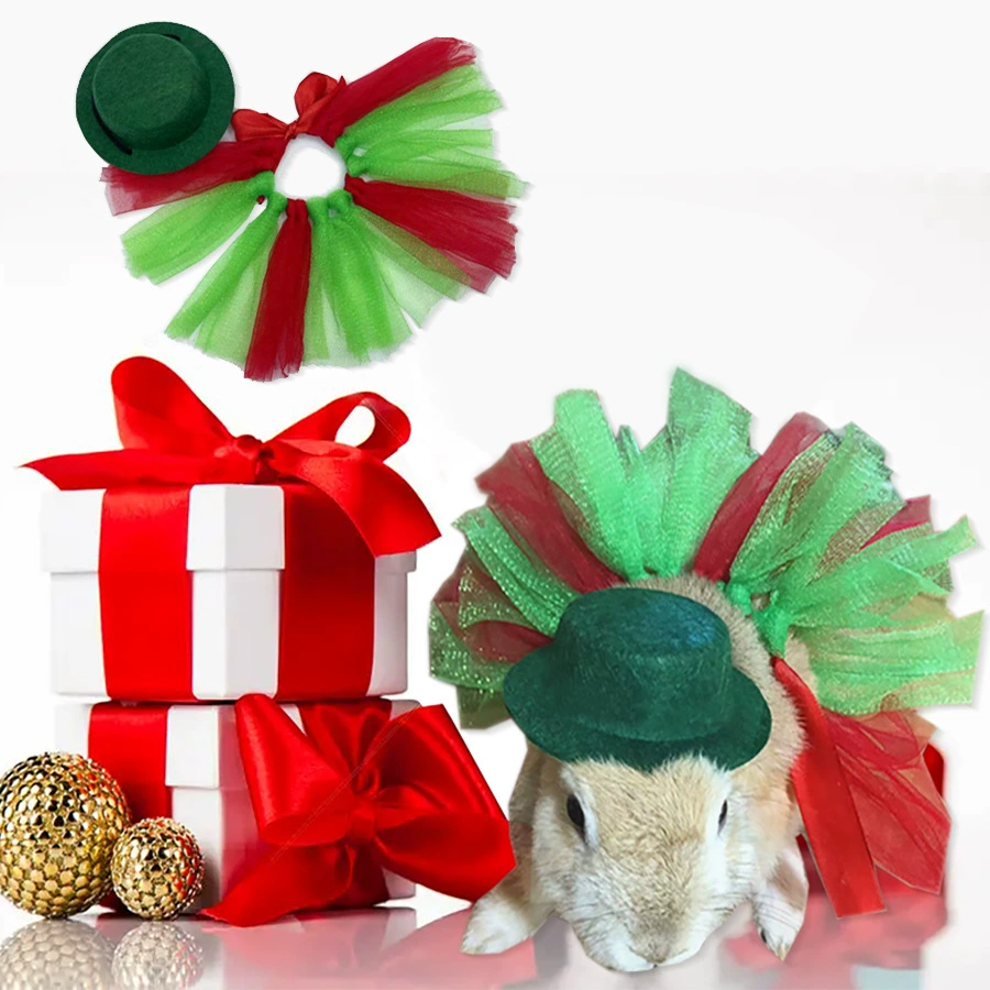 Маленький домашний кролик голландская свинья Шиншилла домашнее животное хорьковая шляпа Рождественская шапка пачка юбка трансформация наряд