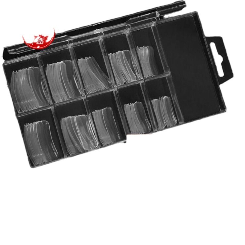 Yushang nuevo 100 unidades en caja esmalte de uñas natural transparente completo pegatinas medio pegatinas parche de uñas falsas