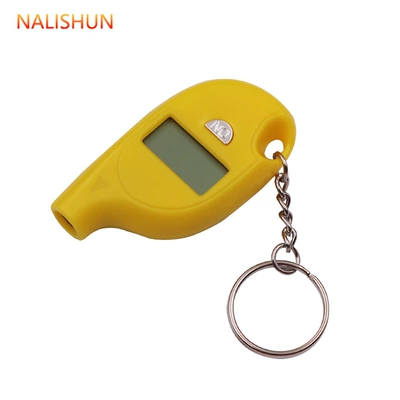 display measuring car tire pressure | Air pressure gauge/tire pressure gauge - keychain-tire-pressure-gauge-yellow-bag