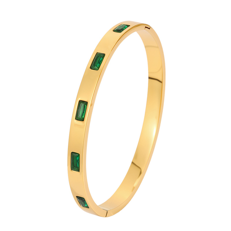 Pulsera de acero de titanio para mujer, sentido de alta gama, pulsera retro europea y americana que no se desvanece, oro de arena, apertura, circón, joyería de pulsera de acero inoxidable image 20