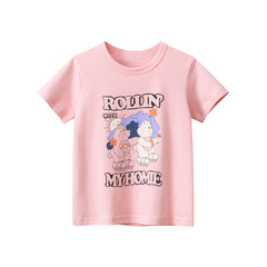 2024 new summer Korean style children's clothing children's cotton tops girls cartoon bear short-sleeved T-shirt one drop shipping