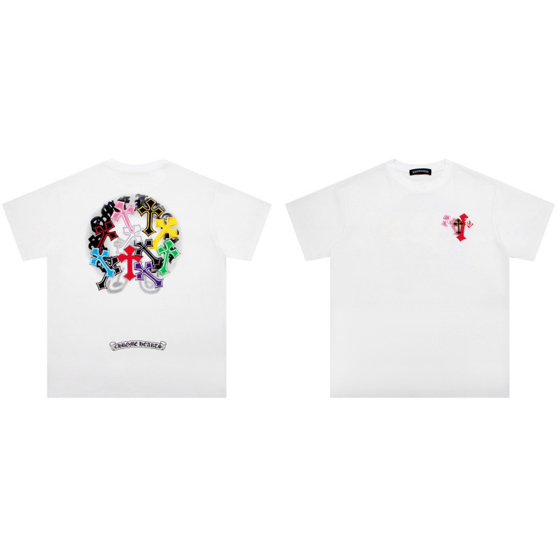 クローバーTシャツのクロスボーダーハイバージョン、ゆったりとしたトレンディなクローバークロスプリント、男女カップル同じスタイルの半袖|undefined