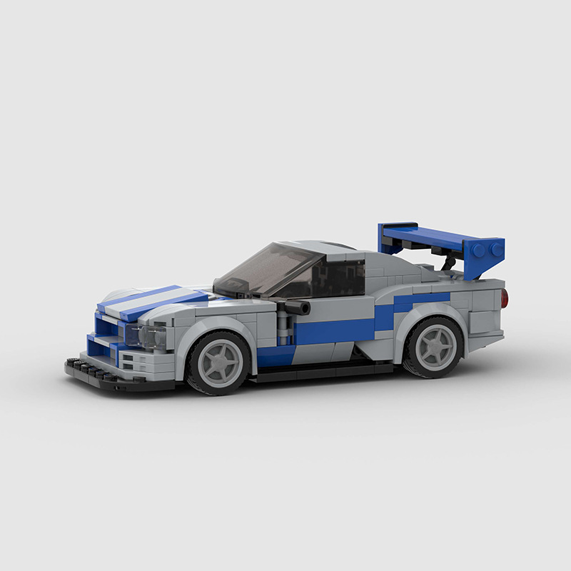 Gtr Racing Car R34 Moc Compatible with Lego Small Particle Educational Assembly Kidsren's Building Block Toys Cross-Border