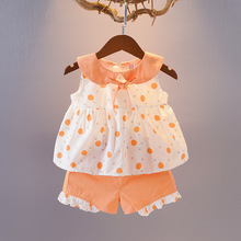 宝宝夏季新款套装娃娃领圆点两件套婴幼童甜美夏季分体式婴儿2件