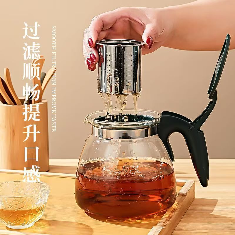 tetera de té separación de agua de té set tetera de vidrio de alto silicio tetera de té de alta capacidad hogar horno cerrado hervir tetera de té