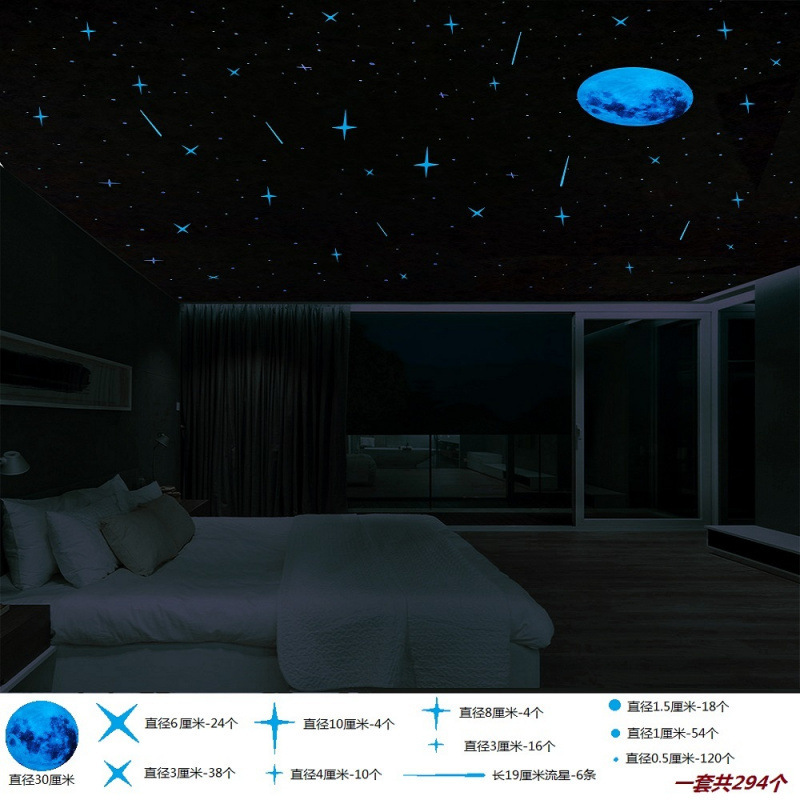 寮の装飾ステッカー ウォールステッカー 壁 蛍光 寮の寝室の壁 屋根 天井 星 発光 月|undefined