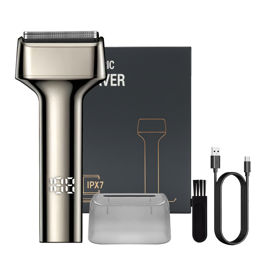 2025 New Electric Shaver Floating Reciprocating Three-Blade Shaver Ipx7 Waterproof Digital Display Men's Beard Shaver