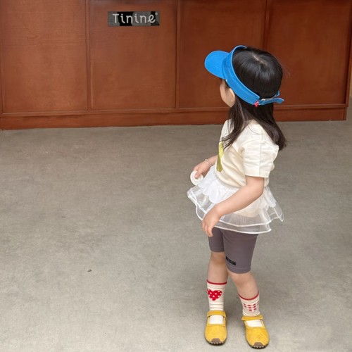 Grid polka dot heart children's socks holiday atmosphere feeling girls' pure cotton crew socks Instagram style Korean version trendy