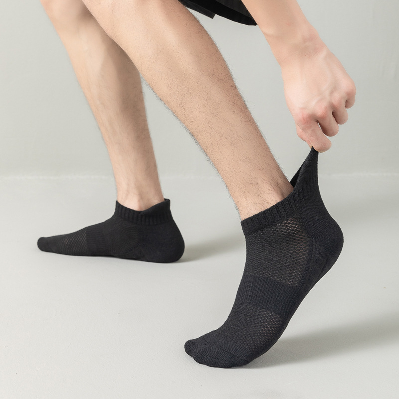 Calcetines de comercio exterior transfronterizos para hombres, calcetines transpirables de malla fina de verano para hombres, calcetines deportivos de fondo de masaje de amortiguación, calcetines de todo fósforo de color sólido