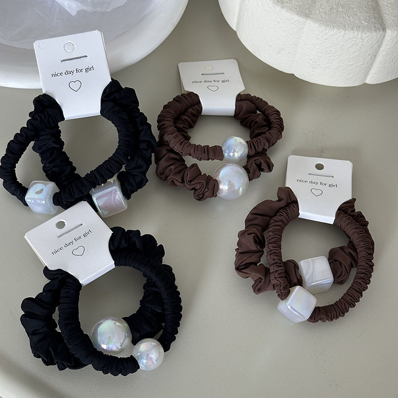 Coppia francese di perline rotonde di alta qualità di colore curry nero, perline di nicchia rotonde quadrate, anelli per capelli eleganti e veloci per coda di cavallo_voghion.com