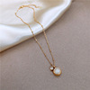 Small necklace stainless steel, design advanced chain for key bag , cat's eye, light luxury style, trend of season, high-quality style, bright catchy style