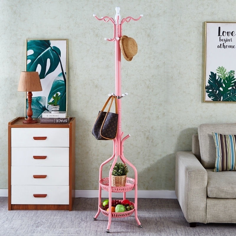 Percha de gorras de piso percha de ropa de dormitorio percha de ropa vertical moderna percha de ropa roja percha de bolsa de sala de estar doméstica