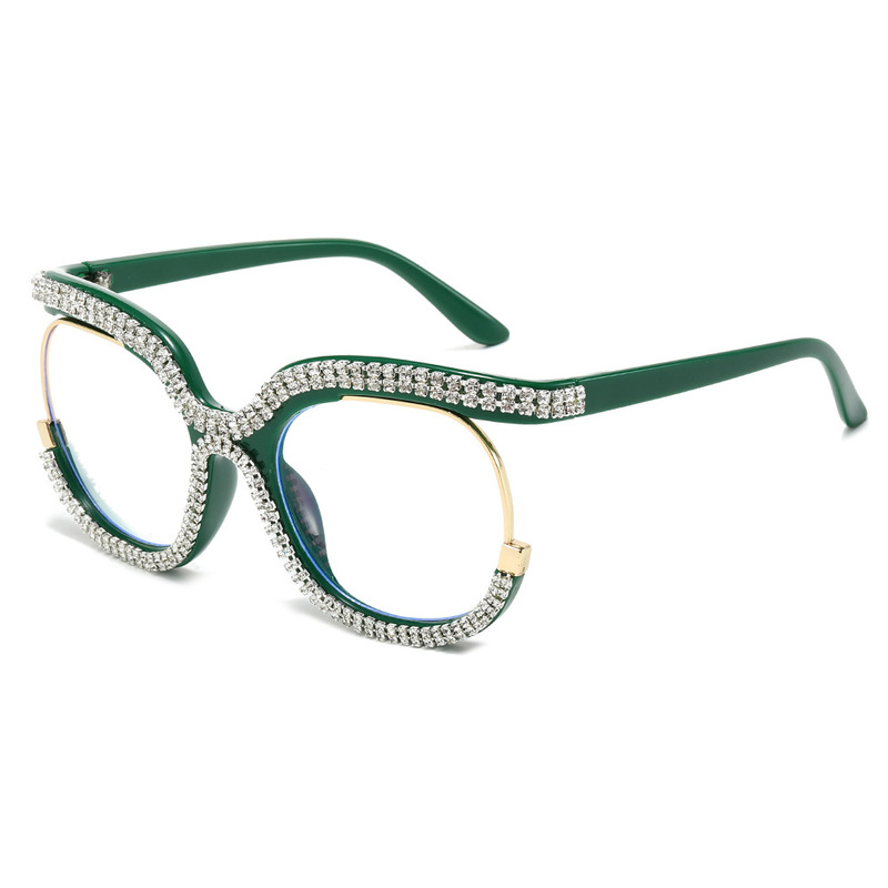 Diamond-Encrusted Owl Large-Frame Glasses New Trendy Non-Prescription Glasses Ins Internet Celebrity Blue Light Blocking European and American Eyeglass Frames