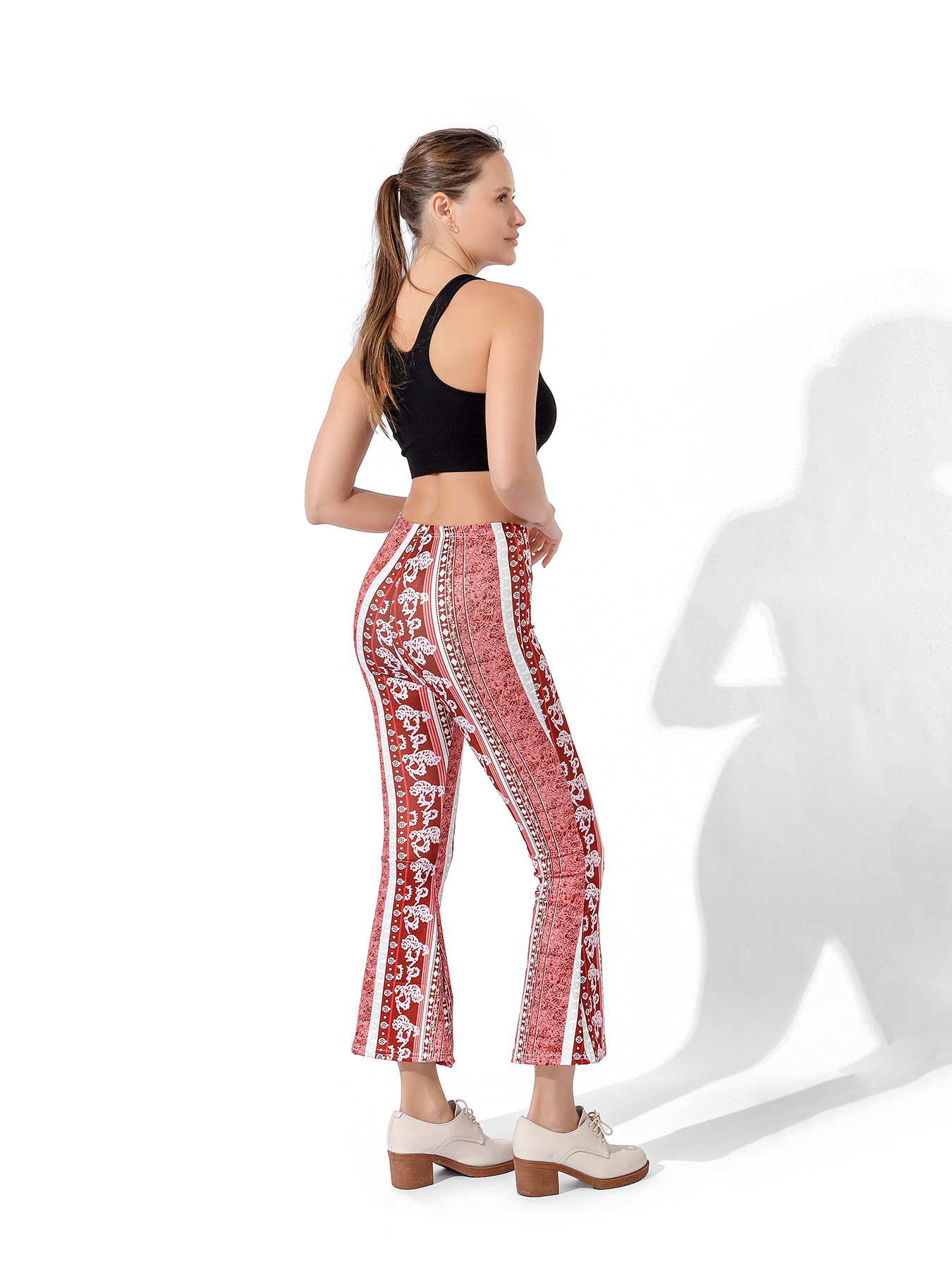 Pantaloni da yoga da donna stampa digitale elasticizzati allenamento per la danza shopping casual piccoli pantaloni da yoga freschi leggings con fondo a zampa d'elefante_voghion.com
