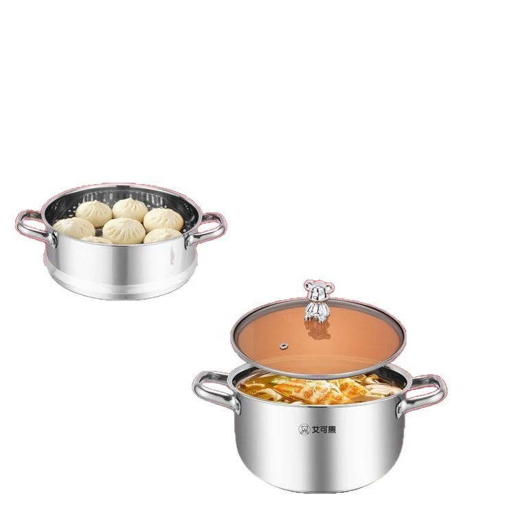 艾可熊 Shanzhu Master Steamer Soup Pot Multifunctional Dual-Purpose 304 Stainless Steel Safety Material Special for Home Kitchen