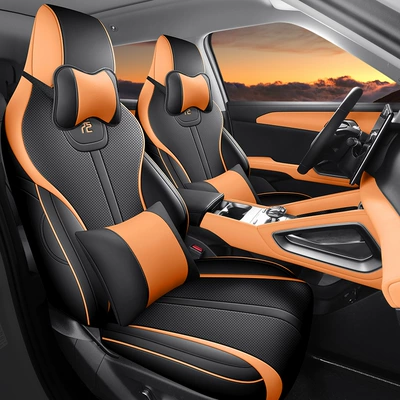 Modelə uyğun (Original) oturacaq örtükləri Special All-inclusive Seat Cover Four - black-orange-deluxe-edition-note-the-model-year-rear-half-pack