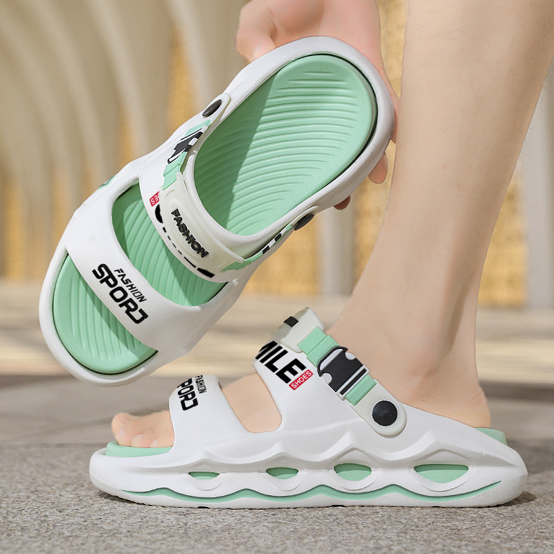 Sandalias transfronterizas 2025 verano nuevo estilo EVA sandalias de hombre de suela gruesa deportes al aire libre sandalias de un solo color de dos colores