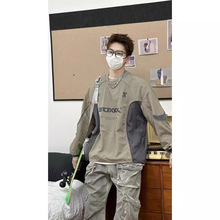 潮牌卫衣男女同款春秋季美式机能风拼色户外宽松休闲百搭山系上衣