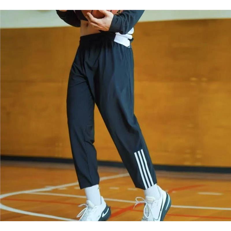 American-Style Woven Sports Pants for Men, Summer Thin Quick-Dry Ice Silk Feel, Fitness Outdoor Training Sweat-Wicking Basketball Pants
