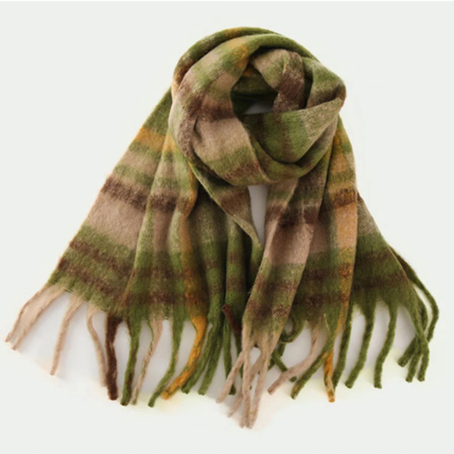 2022 Otoño e Invierno Nueva bufanda de Cachemira Za serie color a juego a cuadros borla larga bufanda cálida chal de doble uso