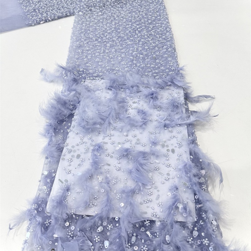Pluma bordada sequinilla tejido bordado sequinilla alta industria pesada hada vestido de boda vestido tela de moda image 4