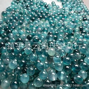 High ice azure frozen ice floating flower blue water color round beads wholesale diy jade jewelry bracelet necklace loose beads jade bracelet