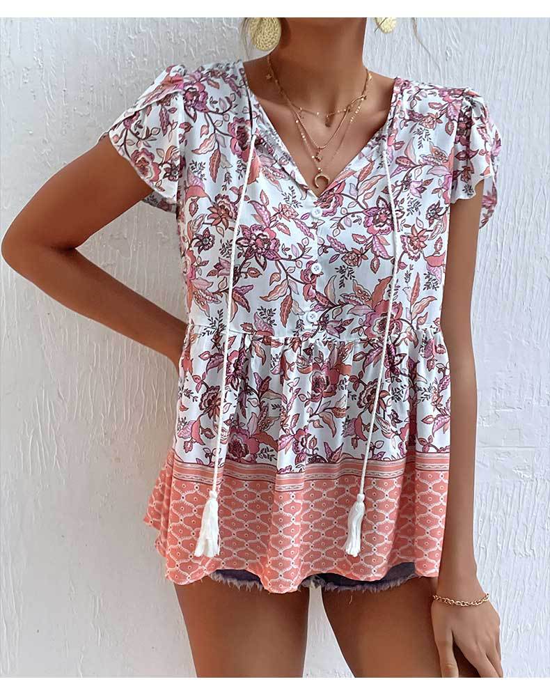 top holgado con cordones y manga corta estampado NSDMB127407