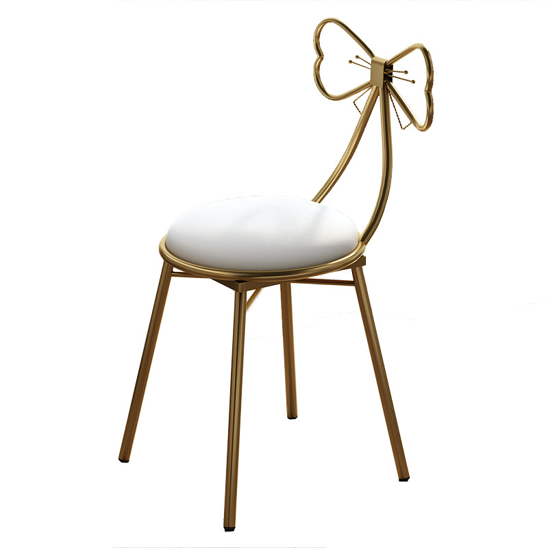 Silla de maquillaje de lujo moderna y sencilla, silla de maquillaje de arco de mariposa doméstica, dormitorio rojo en el respaldo de manicura nórdica