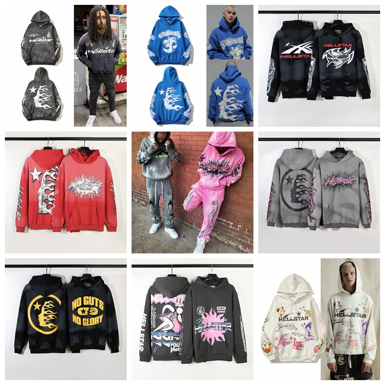 European and American style Kanye retro distressed coat Hell star print flame Kirin arm hoodie sweater