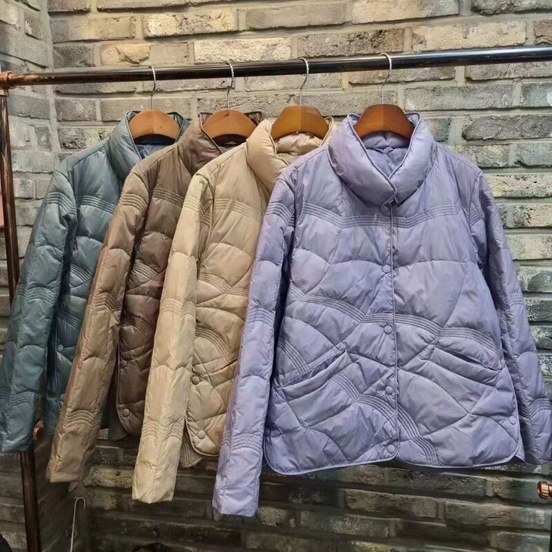 Trendy Niche Slit Quilted Lightweight Warm Short down Jacket Korean Style New Stand Collar Stylish Puffer Jacket
