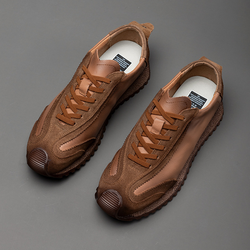 2025 New Men's Breathable Trendy Hot-Selling Genuine Leather Sneakers Retro Sports Casual White Shoes New_vogvips.com