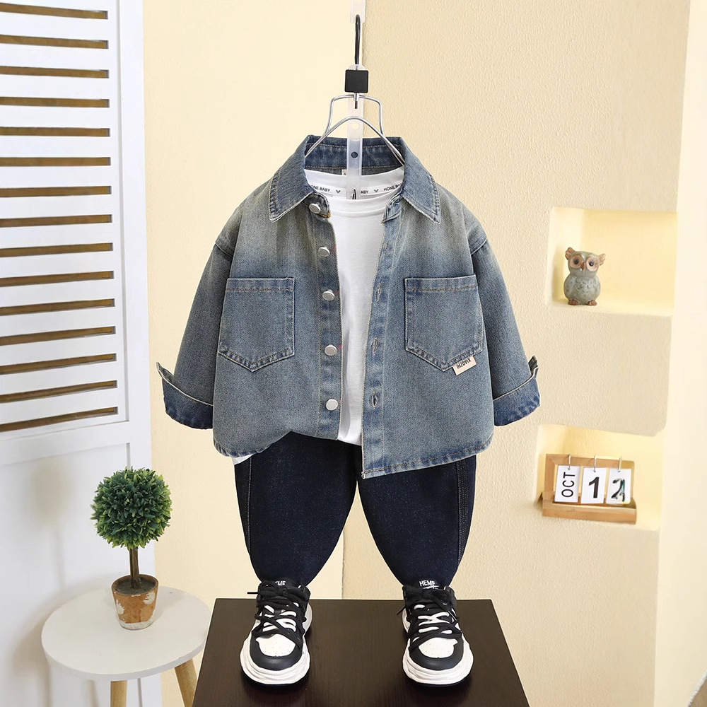 7544 Chaqueta de camisa de mezclilla de primavera para niños 2025 Nuevos modelos de primavera y otoño para niños Tops de estilo coreano de primavera