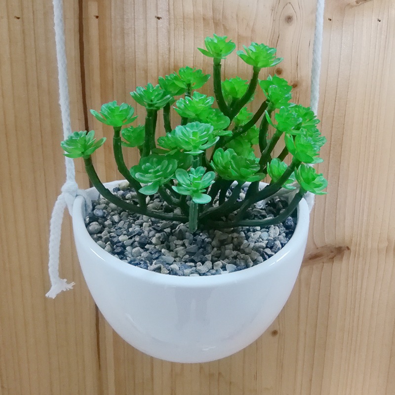 Colgante de cerámica maceta colgante orquídea cuenca montado en la pared verde rábano suculenta plantación de flores balcón simple maceta colgante cesta tamaño