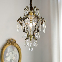 法式全铜轻奢民宿玄关灯中古风欧式别墅礼堂走廊入户餐厅水晶吊灯